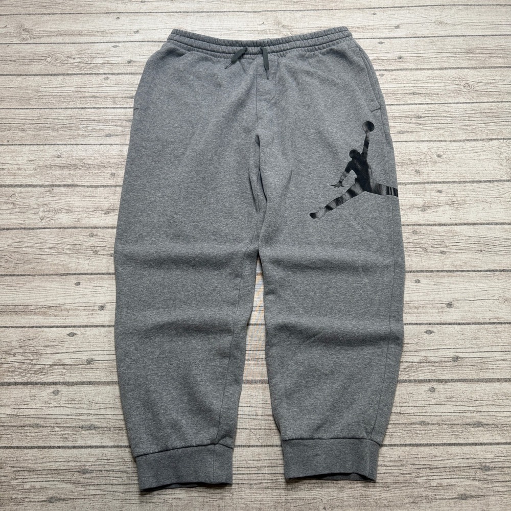 Air Jordan Sweatpants Men's Large Gray Jumpman Fleece Relaxed Activewear Joggers